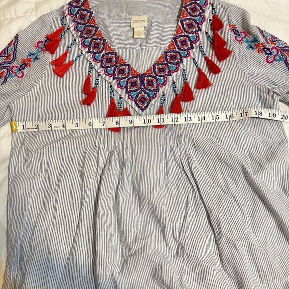 Chico pleasant Embroidered blouse, with tassels size 1 - Picture 7 of 12
